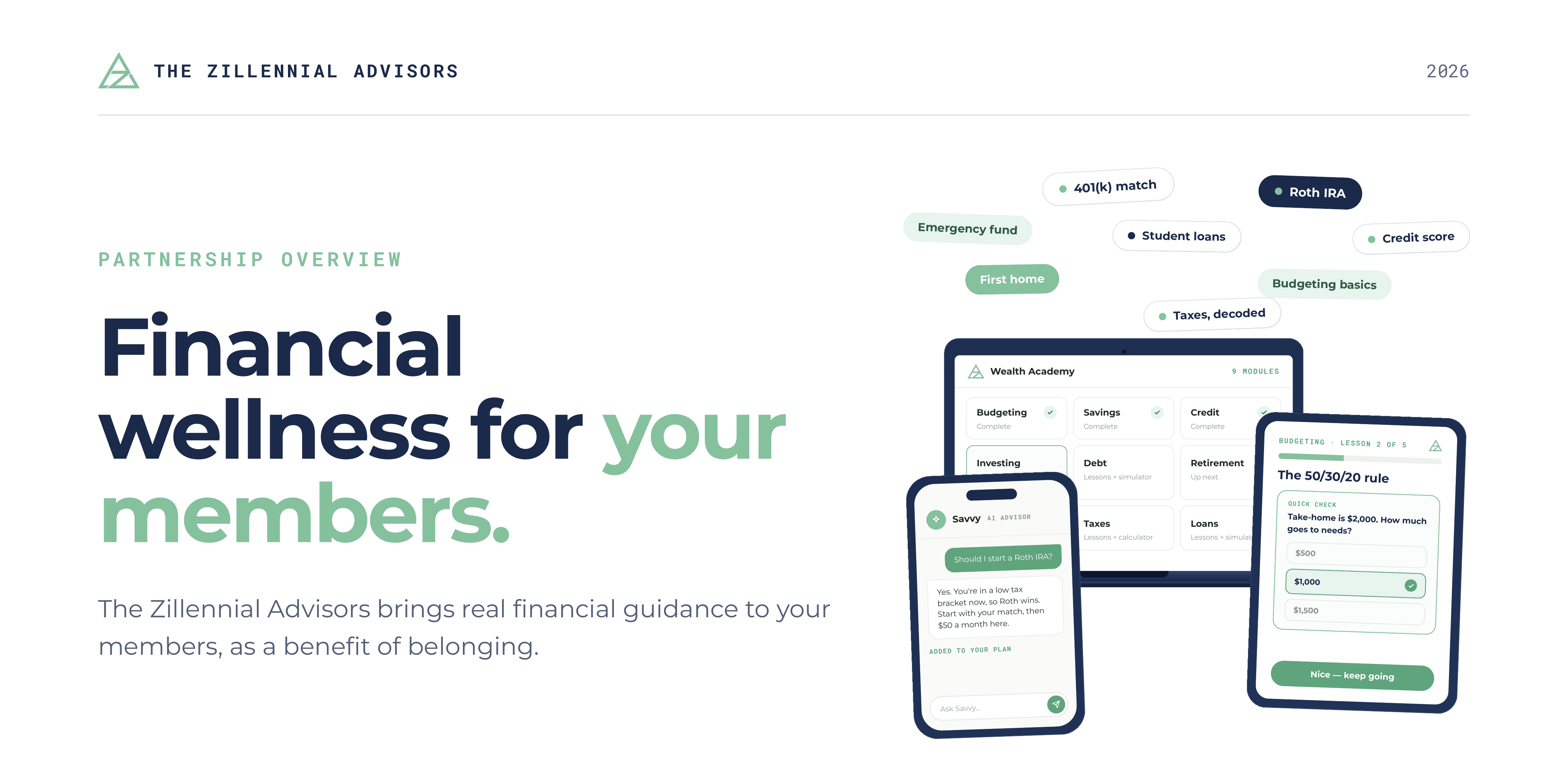 Credit union partnership overview deck cover — Financial wellness for your members